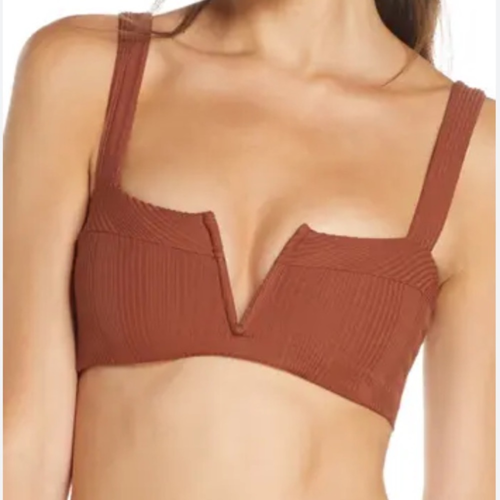 L*SPACE LEE LEE TOP Ribbed Bralette Bikini Top Women's Size XL